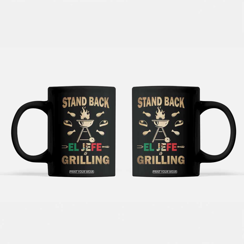 Funny Mexican Dad Coffee Mug El Jefe Grilling Stand Back Fathers Day TS10 Black Print Your Wear