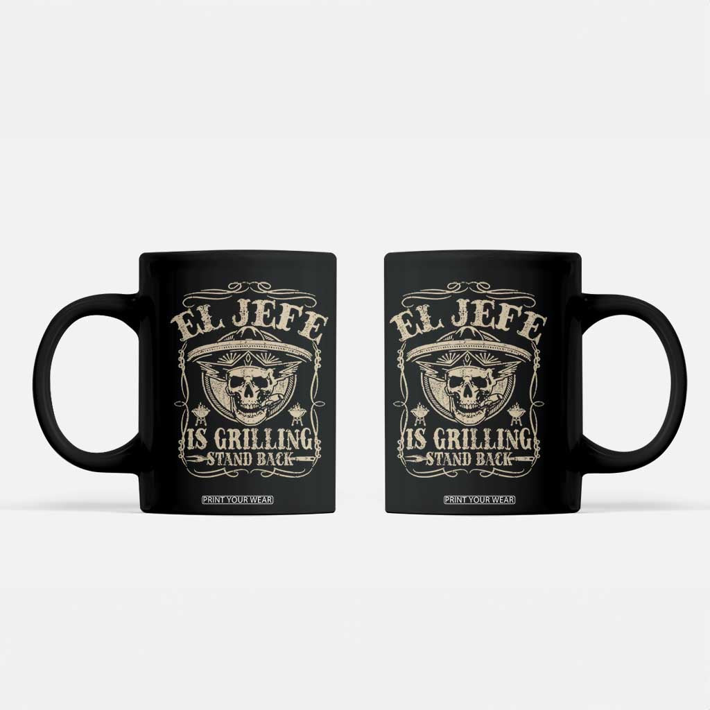 Funny Mexican Dad Coffee Mug El Jefe Grilling Stand Back TS10 Black Print Your Wear