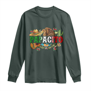 Funny Mexican Dad Papacito Long Sleeve Shirt Cinco De Mayo Golden Eagle Sombrero TS11 Dark Forest Green Print Your Wear
