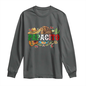 Funny Mexican Dad Papacito Long Sleeve Shirt Cinco De Mayo Golden Eagle Sombrero TS11 Dark Heather Print Your Wear