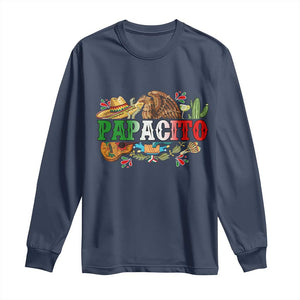Funny Mexican Dad Papacito Long Sleeve Shirt Cinco De Mayo Golden Eagle Sombrero TS11 Navy Print Your Wear