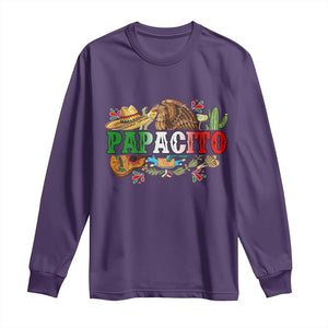 Funny Mexican Dad Papacito Long Sleeve Shirt Cinco De Mayo Golden Eagle Sombrero TS11 Purple Print Your Wear