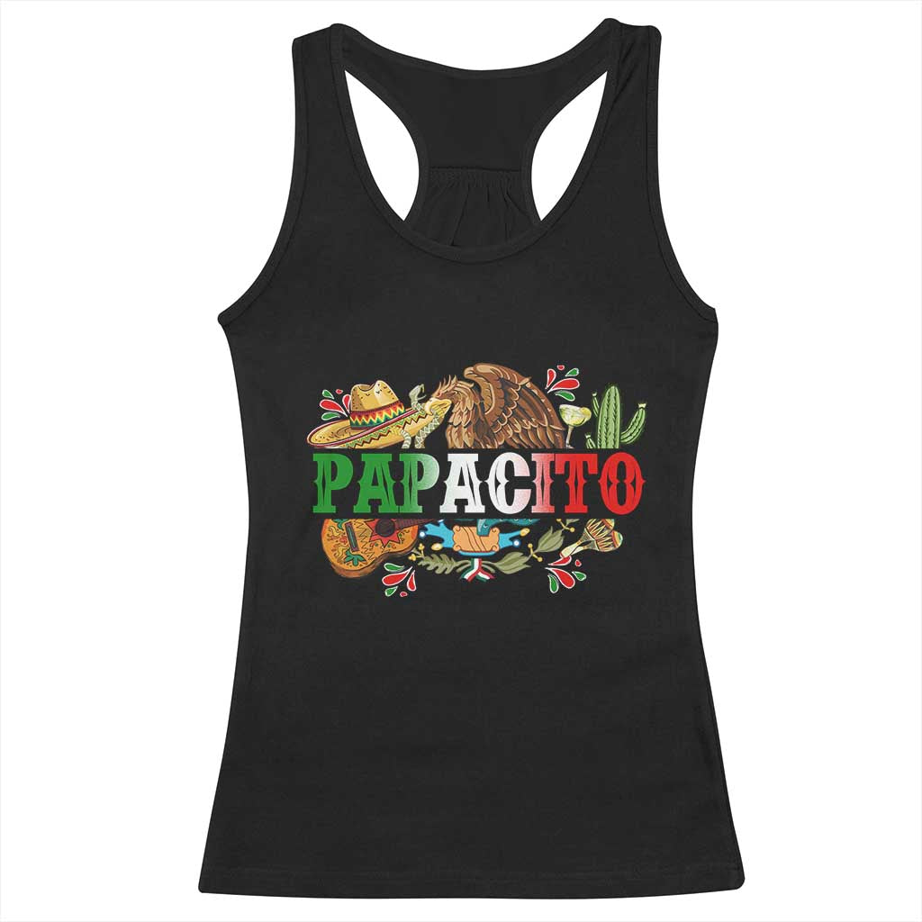 Funny Mexican Dad Papacito Racerback Tank Top Cinco De Mayo Golden Eagle Sombrero TS11 Black Print Your Wear