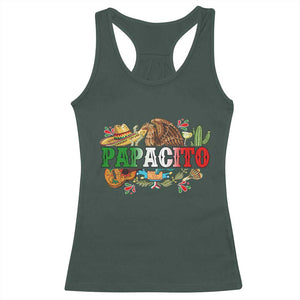 Funny Mexican Dad Papacito Racerback Tank Top Cinco De Mayo Golden Eagle Sombrero TS11 Dark Forest Green Print Your Wear