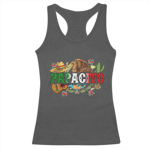 Funny Mexican Dad Papacito Racerback Tank Top Cinco De Mayo Golden Eagle Sombrero TS11 Dark Heather Print Your Wear