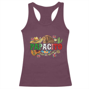 Funny Mexican Dad Papacito Racerback Tank Top Cinco De Mayo Golden Eagle Sombrero TS11 Maroon Print Your Wear