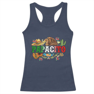 Funny Mexican Dad Papacito Racerback Tank Top Cinco De Mayo Golden Eagle Sombrero TS11 Navy Print Your Wear