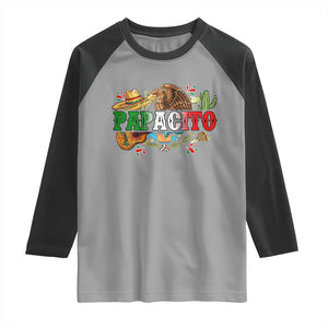 Funny Mexican Dad Papacito Raglan Shirt Cinco De Mayo Golden Eagle Sombrero TS11 Sport Gray Black Print Your Wear