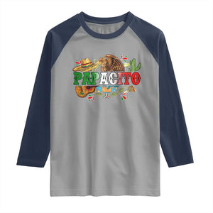 Funny Mexican Dad Papacito Raglan Shirt Cinco De Mayo Golden Eagle Sombrero TS11 Sport Gray Navy Print Your Wear