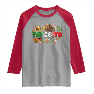 Funny Mexican Dad Papacito Raglan Shirt Cinco De Mayo Golden Eagle Sombrero TS11 Sport Gray Red Print Your Wear