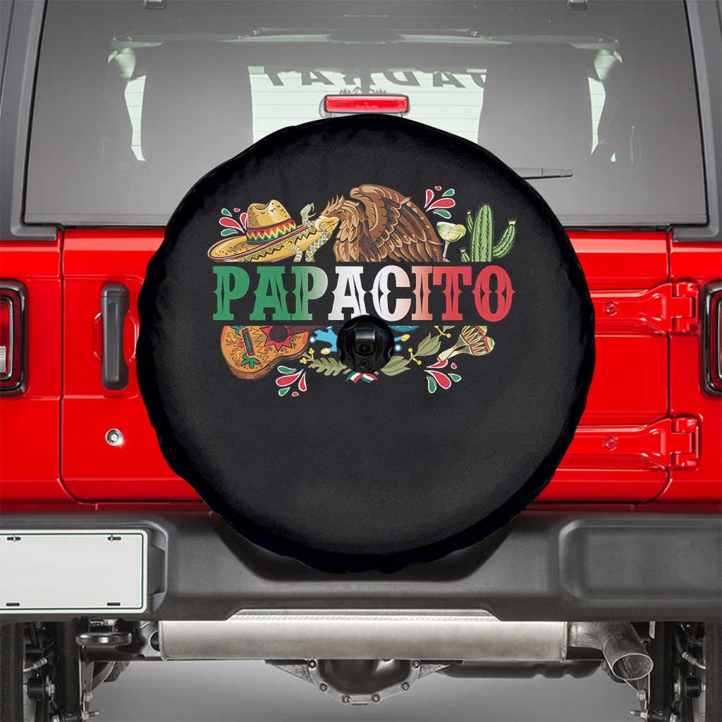 Funny Mexican Dad Papacito Spare Tire Cover Cinco De Mayo Golden Eagle Sombrero TS11 Black Print Your Wear