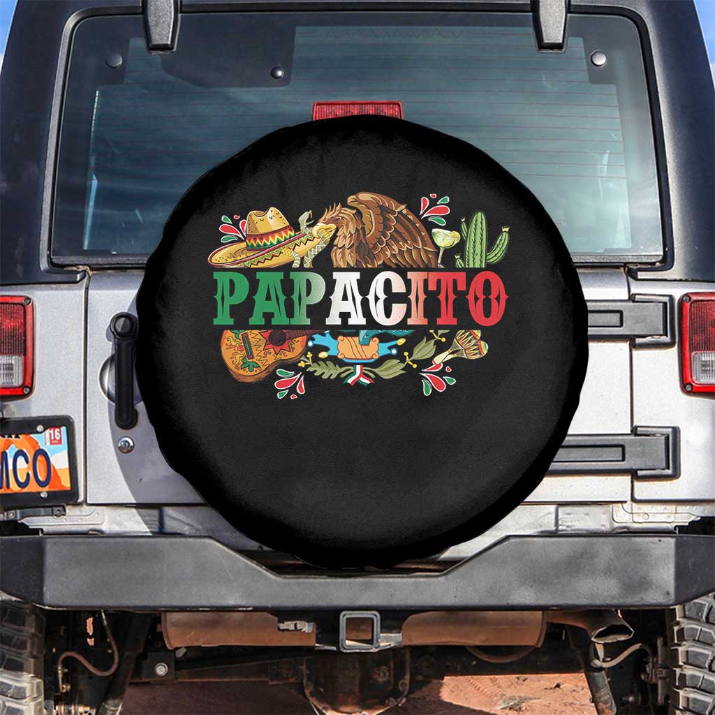 Funny Mexican Dad Papacito Spare Tire Cover Cinco De Mayo Golden Eagle Sombrero TS11 No hole Black Print Your Wear