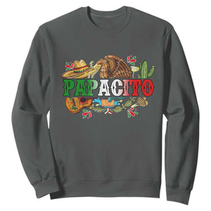 Funny Mexican Dad Papacito Sweatshirt Cinco De Mayo Golden Eagle Sombrero TS11 Dark Heather Print Your Wear