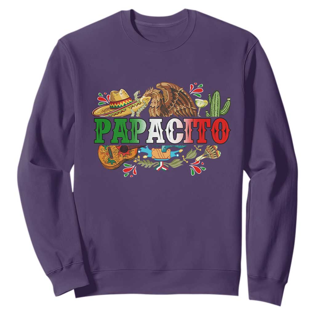 Funny Mexican Dad Papacito Sweatshirt Cinco De Mayo Golden Eagle Sombrero TS11 Purple Print Your Wear