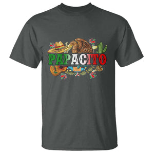 Funny Mexican Dad Papacito T Shirt Cinco De Mayo Golden Eagle Sombrero TS11 Dark Heather Print Your Wear