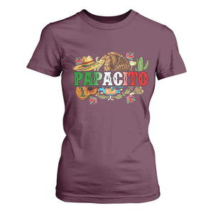 Funny Mexican Dad Papacito T Shirt For Women Cinco De Mayo Golden Eagle Sombrero TS11 Maroon Print Your Wear