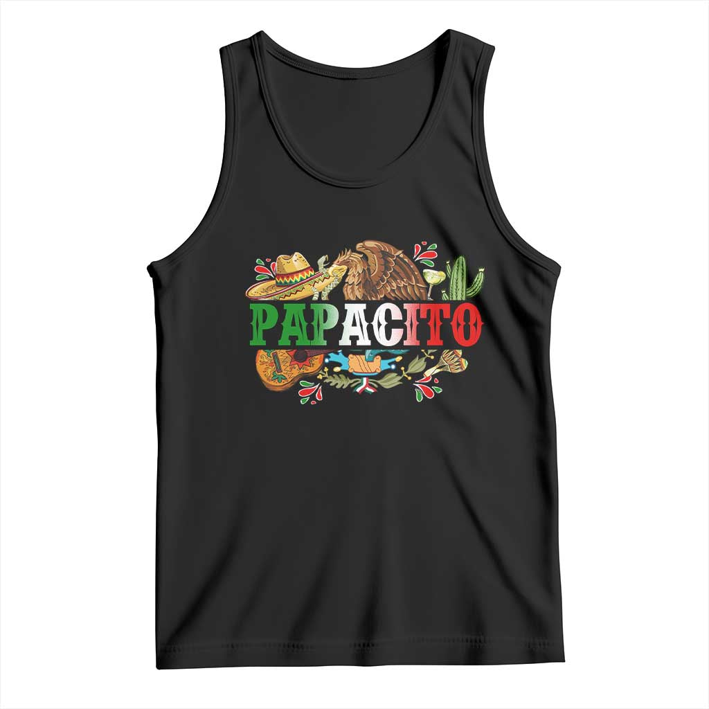Funny Mexican Dad Papacito Tank Top Cinco De Mayo Golden Eagle Sombrero TS11 Black Print Your Wear