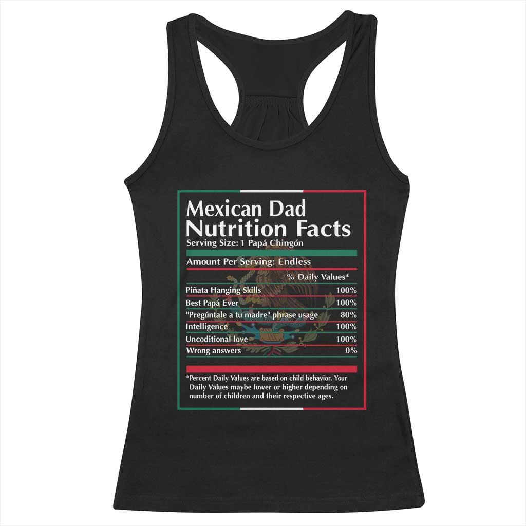 Funny Mexican Dad Racerback Tank Top Dad Nutrition Facts Mexico Flag Father's Day TS11 Black Print Your Wear