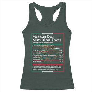 Funny Mexican Dad Racerback Tank Top Dad Nutrition Facts Mexico Flag Father's Day TS11 Dark Forest Green Print Your Wear