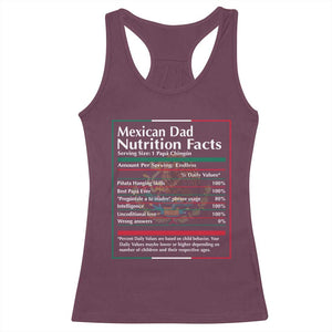 Funny Mexican Dad Racerback Tank Top Dad Nutrition Facts Mexico Flag Father's Day TS11 Maroon Print Your Wear