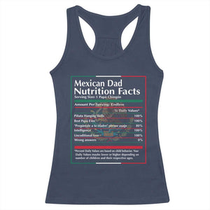 Funny Mexican Dad Racerback Tank Top Dad Nutrition Facts Mexico Flag Father's Day TS11 Navy Print Your Wear