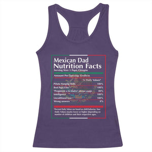 Funny Mexican Dad Racerback Tank Top Dad Nutrition Facts Mexico Flag Father's Day TS11 Purple Print Your Wear