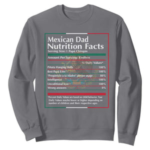 Funny Mexican Dad Sweatshirt Dad Nutrition Facts Mexico Flag Father's Day TS11 Charcoal Print Your Wear