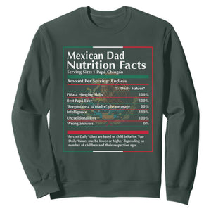 Funny Mexican Dad Sweatshirt Dad Nutrition Facts Mexico Flag Father's Day TS11 Dark Forest Green Print Your Wear