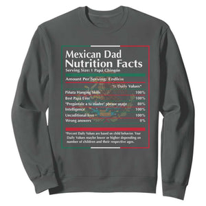 Funny Mexican Dad Sweatshirt Dad Nutrition Facts Mexico Flag Father's Day TS11 Dark Heather Print Your Wear