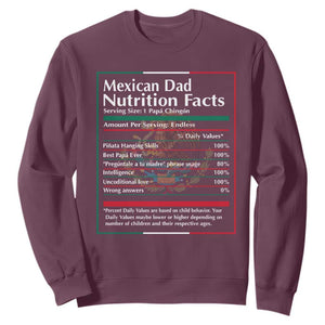 Funny Mexican Dad Sweatshirt Dad Nutrition Facts Mexico Flag Father's Day TS11 Maroon Print Your Wear