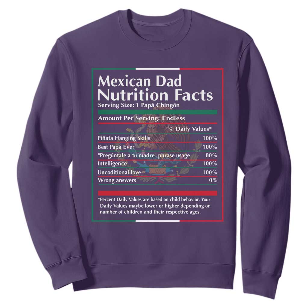 Funny Mexican Dad Sweatshirt Dad Nutrition Facts Mexico Flag Father's Day TS11 Purple Print Your Wear