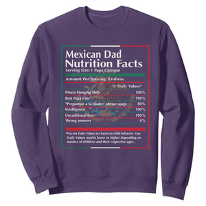 Funny Mexican Dad Sweatshirt Dad Nutrition Facts Mexico Flag Father's Day TS11 Purple Print Your Wear