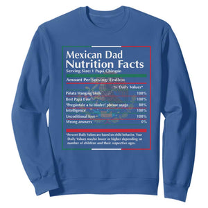 Funny Mexican Dad Sweatshirt Dad Nutrition Facts Mexico Flag Father's Day TS11 Royal Blue Print Your Wear