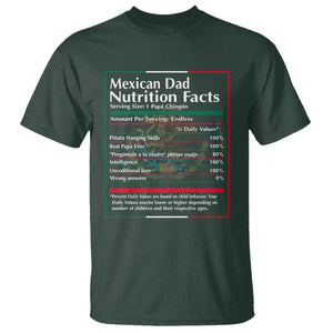 Funny Mexican Dad T Shirt Dad Nutrition Facts Mexico Flag Father's Day TS11 Dark Forest Green Print Your Wear