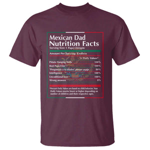 Funny Mexican Dad T Shirt Dad Nutrition Facts Mexico Flag Father's Day TS11 Maroon Print Your Wear