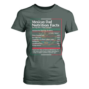 Funny Mexican Dad T Shirt For Women Dad Nutrition Facts Mexico Flag Father's Day TS11 Dark Forest Green Print Your Wear