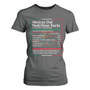 Funny Mexican Dad T Shirt For Women Dad Nutrition Facts Mexico Flag Father's Day TS11 Dark Heather Print Your Wear