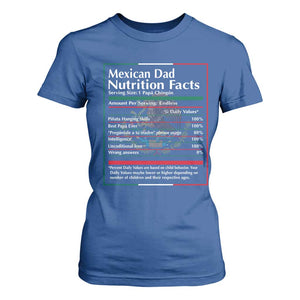 Funny Mexican Dad T Shirt For Women Dad Nutrition Facts Mexico Flag Father's Day TS11 Royal Blue Print Your Wear