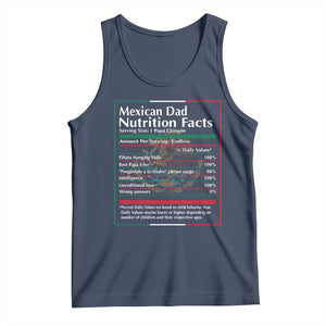 Funny Mexican Dad Tank Top Dad Nutrition Facts Mexico Flag Father's Day TS11 Navy Print Your Wear