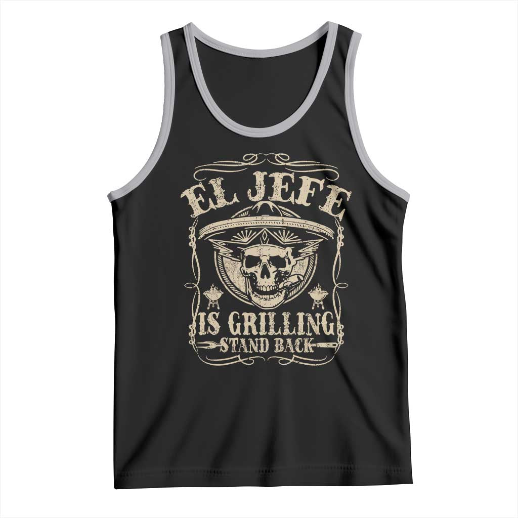 Funny Mexican Dad Tank Top El Jefe Grilling Stand Back TS10 Black Athletic Heather Print Your Wear