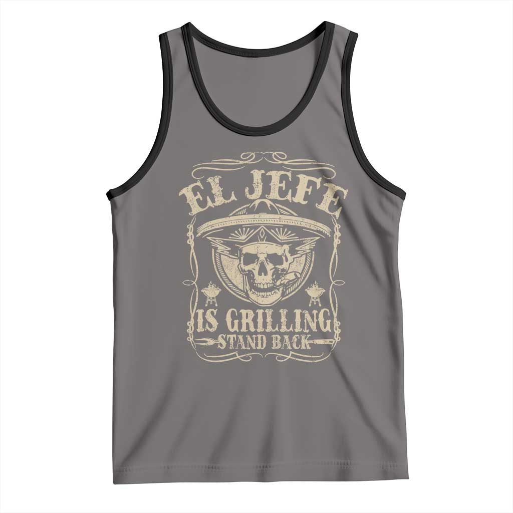 Funny Mexican Dad Tank Top El Jefe Grilling Stand Back TS10 Deep Heather Black Print Your Wear