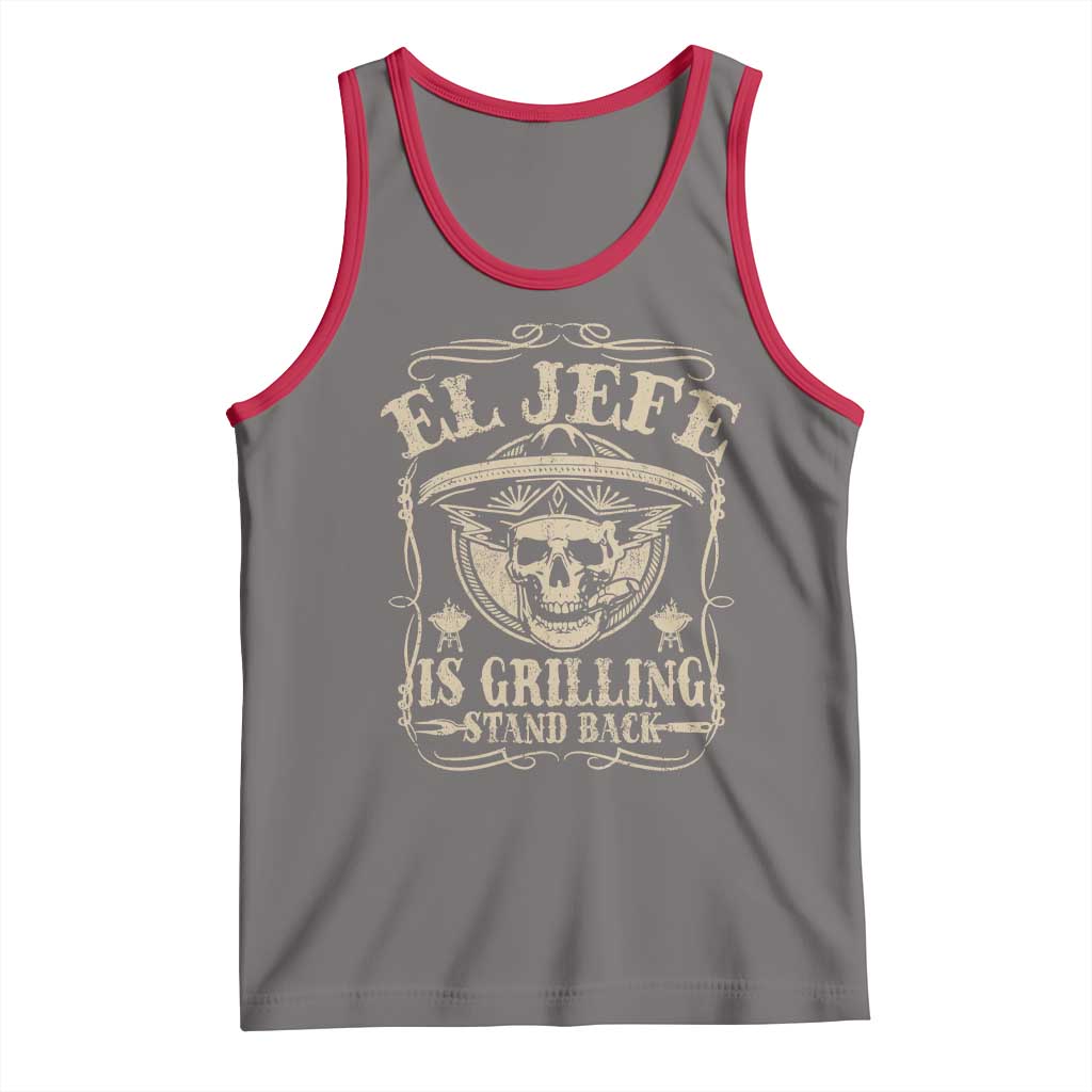 Funny Mexican Dad Tank Top El Jefe Grilling Stand Back TS10 Deep Heather Red Print Your Wear