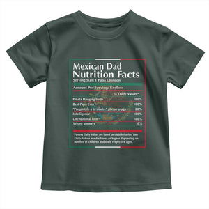 Funny Mexican Dad Toddler T Shirt Dad Nutrition Facts Mexico Flag Father's Day TS11 Dark Forest Green Print Your Wear