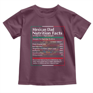Funny Mexican Dad Toddler T Shirt Dad Nutrition Facts Mexico Flag Father's Day TS11 Maroon Print Your Wear