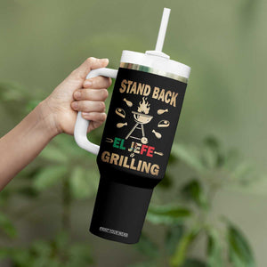 Funny Mexican Dad Tumbler With Handle El Jefe Grilling Stand Back Fathers Day TS10 Print Your Wear