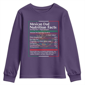 Funny Mexican Dad Youth Sweatshirt Dad Nutrition Facts Mexico Flag Father's Day TS11 Purple Print Your Wear