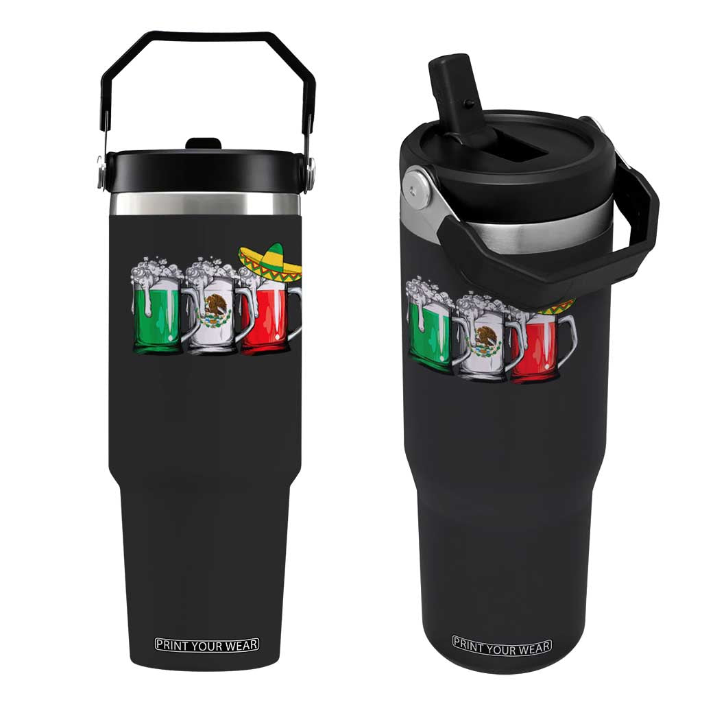 Funny Mexican Flip Straw Tumbler Mexico Beer Mexican Flag Sombrero Hat TS10 One Size: 30 oz Black Print Your Wear
