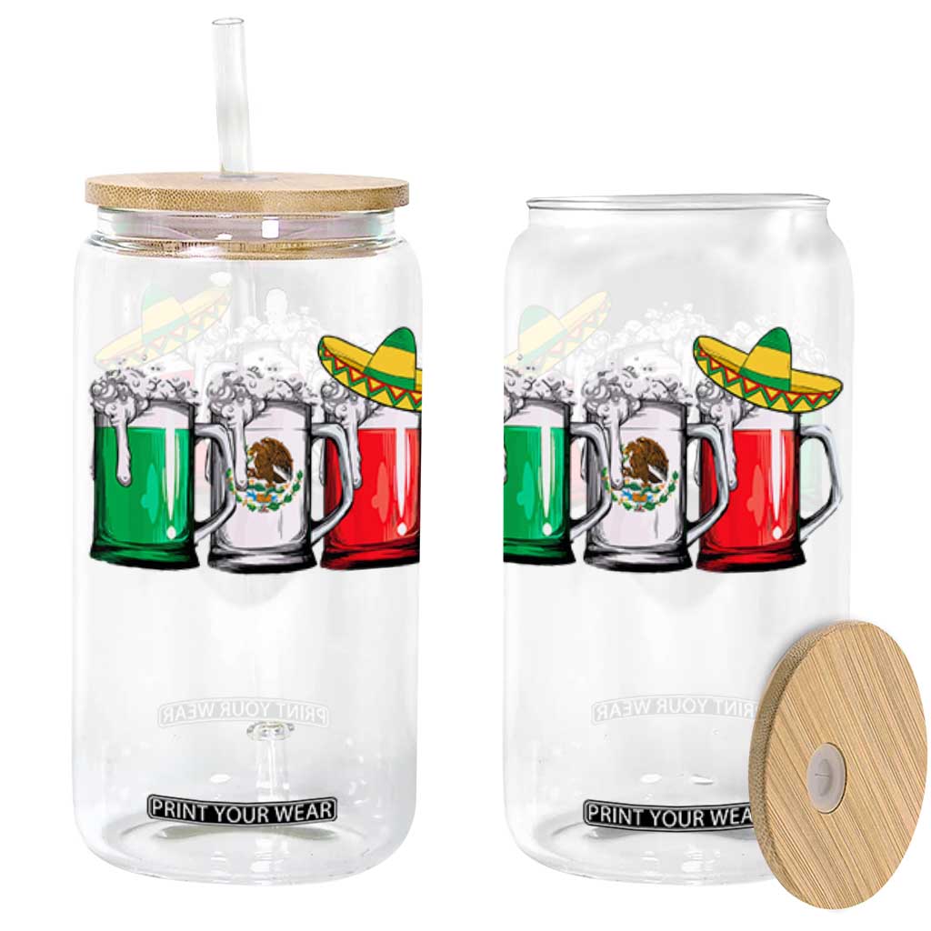 Funny Mexican Glass Can Mexico Beer Mexican Flag Sombrero Hat TS10 Black Print Your Wear