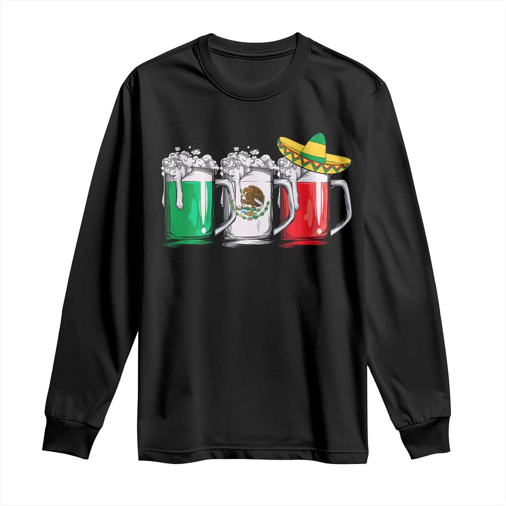 Funny Mexican Long Sleeve Shirt Mexico Beer Mexican Flag Sombrero Hat TS10 Black Print Your Wear