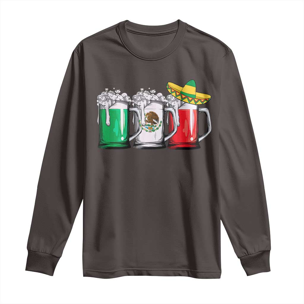 Funny Mexican Long Sleeve Shirt Mexico Beer Mexican Flag Sombrero Hat TS10 Dark Chocolate Print Your Wear